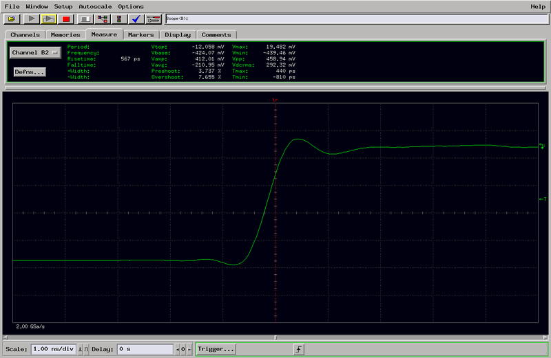 Rising edge on 16534A scope card, 1ns/div